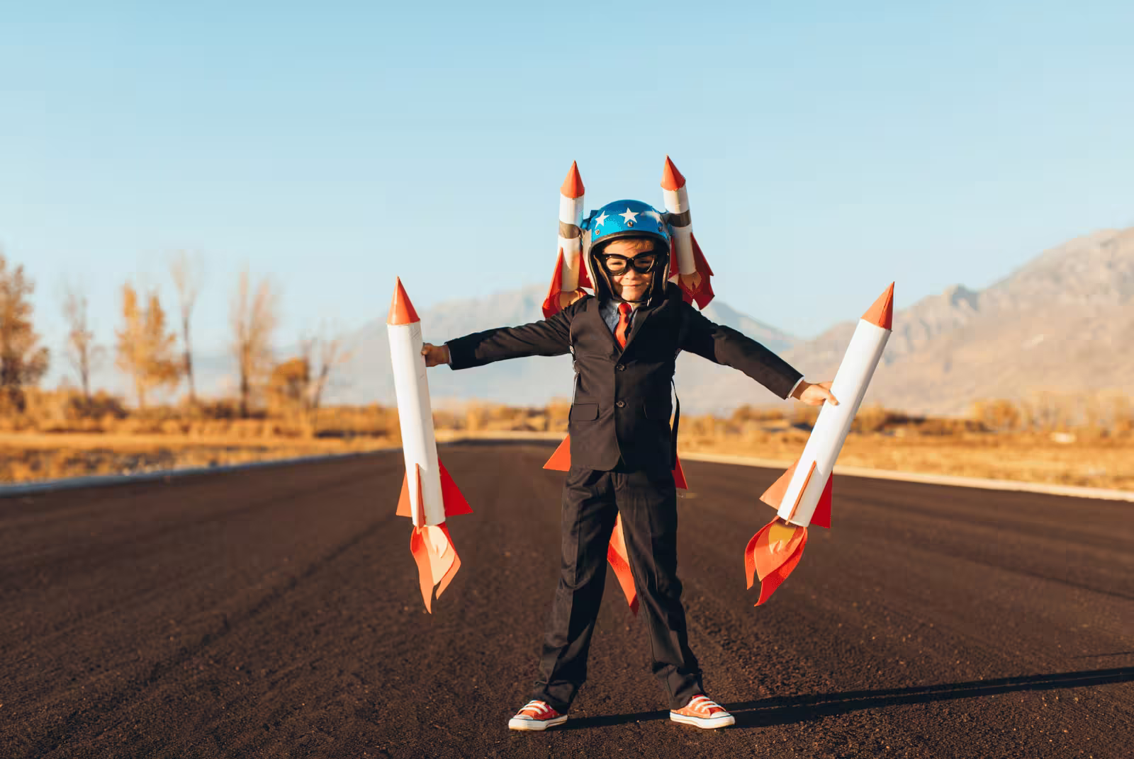 Illustration: Junge mit Rakete – dein Start in eine neue Zukunft